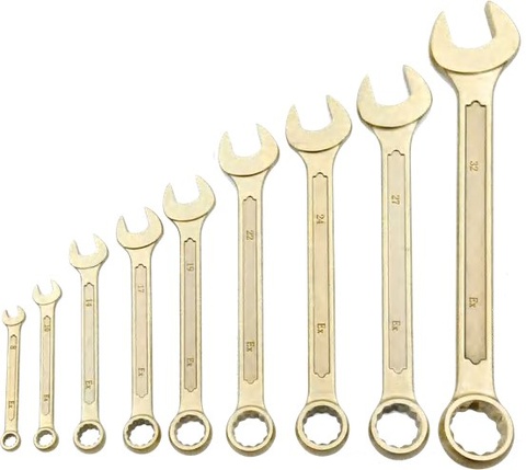 Non-sparking bi-hexagonal ring spanner set 1815 g