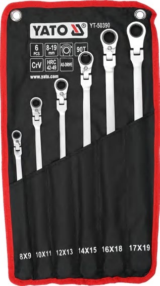 Extra long double flexible ring ratchet wrench set