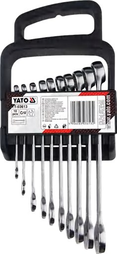 Stubby ratchet combination wrench set