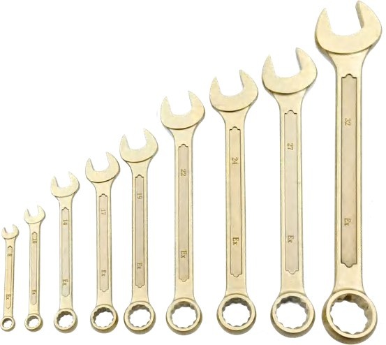 Non-sparking bi-hexagonal ring spanner set 1815 g