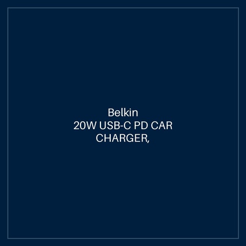 BELKIN 20W USB-C PD CAR CHARGER, BLACK