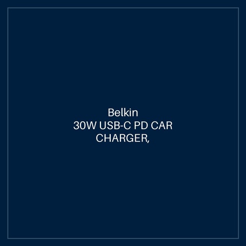 BELKIN 30W USB-C PD CAR CHARGER, BLACK