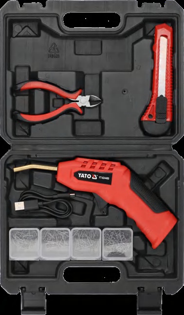Cordless plastic welder with accessories