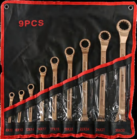 Non-sparking bi-hexagonal ring spanner set 2815 g