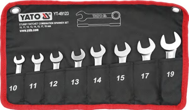 Stubby ratchet combination wrench set 19 mm