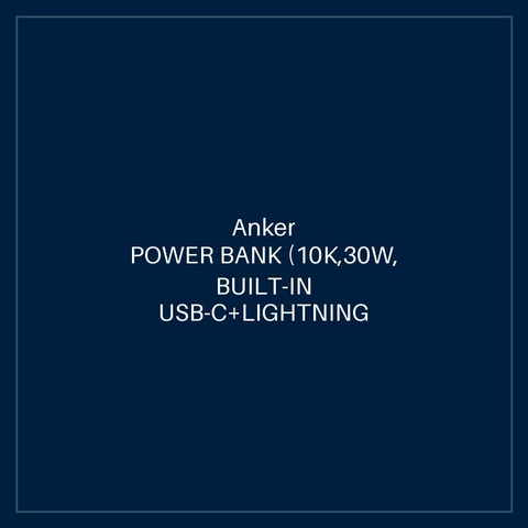 ANKER POWER BANK (10K,30W, BUILT-IN USB-C+LIGHTNING CABLE) WHITE