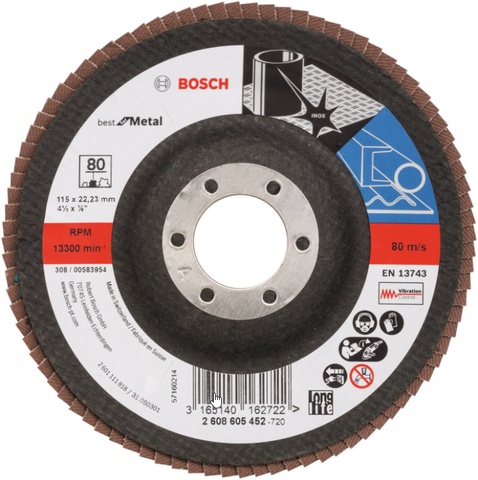 Bosch Flap dics: Flap Disc; Best for Metal 115 22,23 P80