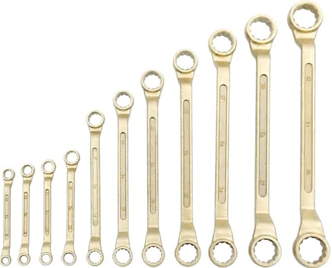 Non-sparking bi-hexagonal ring spanner set 2815 g