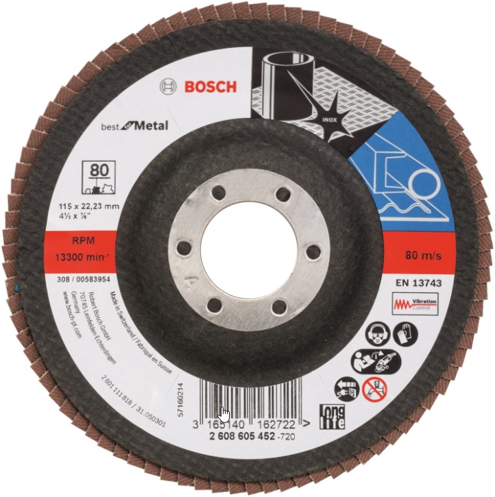 Bosch Flap dics: Flap Disc; Best for Metal 115 22,23 P80