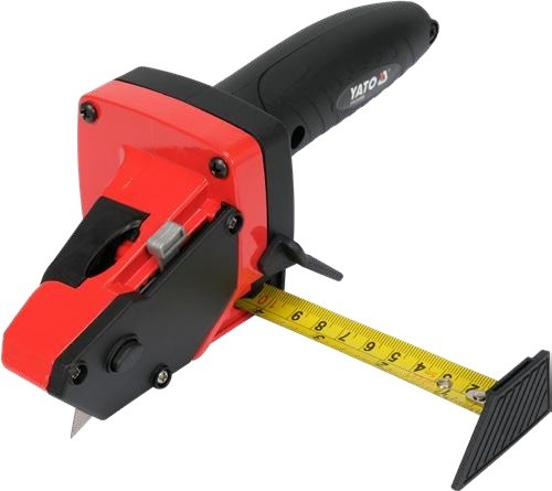 Drywall board cutting tool with measuring tape