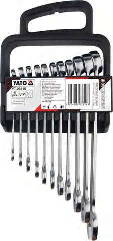 Stubby ratchet combination wrench set