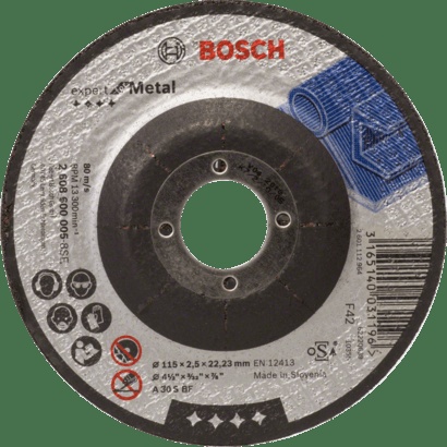 Bosch Metal Grinding: Expert for grinding disc with depressed centre, 115 mm, 22,23 mm, 6,0 mm