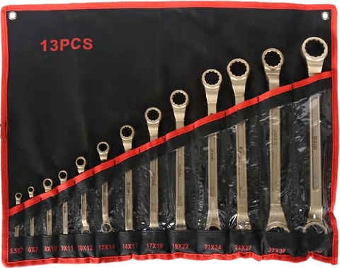 Non-sparking bi-hexagonal ring spanner set 2815 g