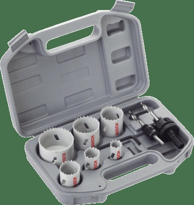 Bosch Holesaws: 9-piece electrician holesaw set, bi-metal 20, 25, 32, 38, 51, 64, 14-30, 32-152, 6,35 x 75 mm, 6,35 x 104 mm