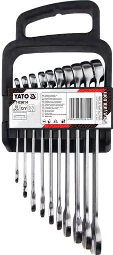 Stubby ratchet combination wrench set