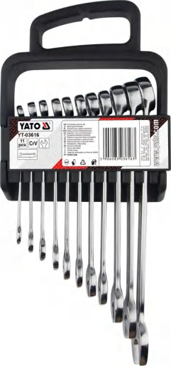 Stubby ratchet combination wrench set