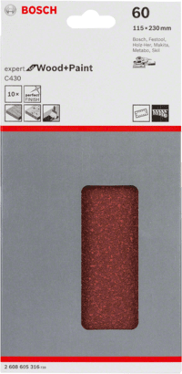 Bosch Coated Abr/Polishing: Velcro Sanding sheet Expert for Wood 115 x 230, 120 (10pcs)
