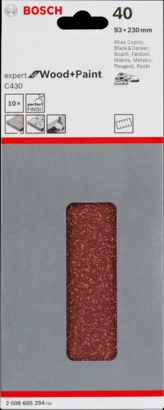 Bosch Coated Abr/Polishing: Velcro Sanding sheet Expert for Wood 115 x 230, 40 (10pcs)