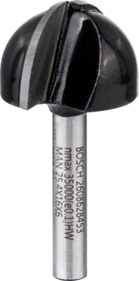 Bosch Routing: Core box bit 6 mm, R1 13 mm, D 25 mm, L 15,6 mm, G 49 mm
